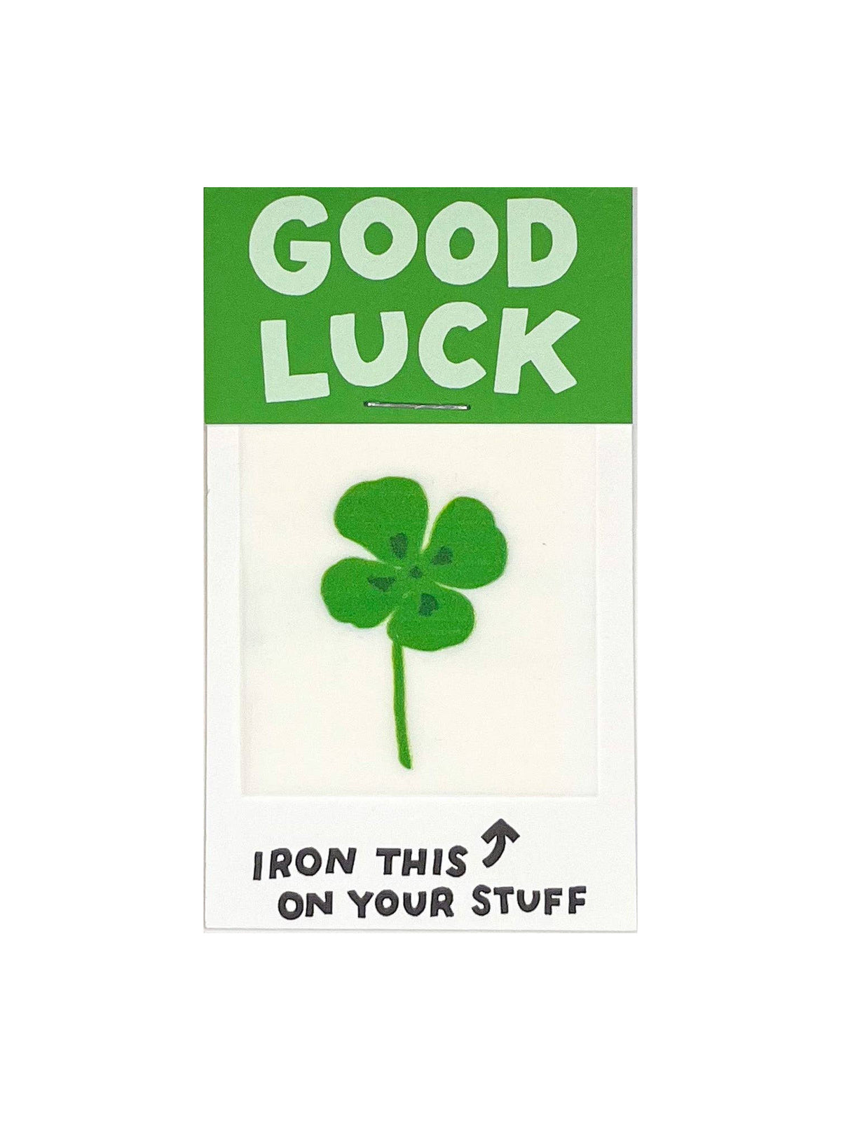 Good Luck Four Leaf Clover Iron-On Card
