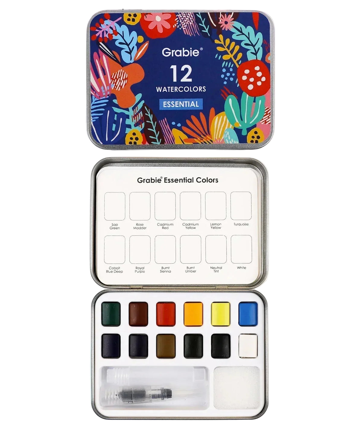 Watercolor Pocket Set of 12 with Brush - Essential Colors