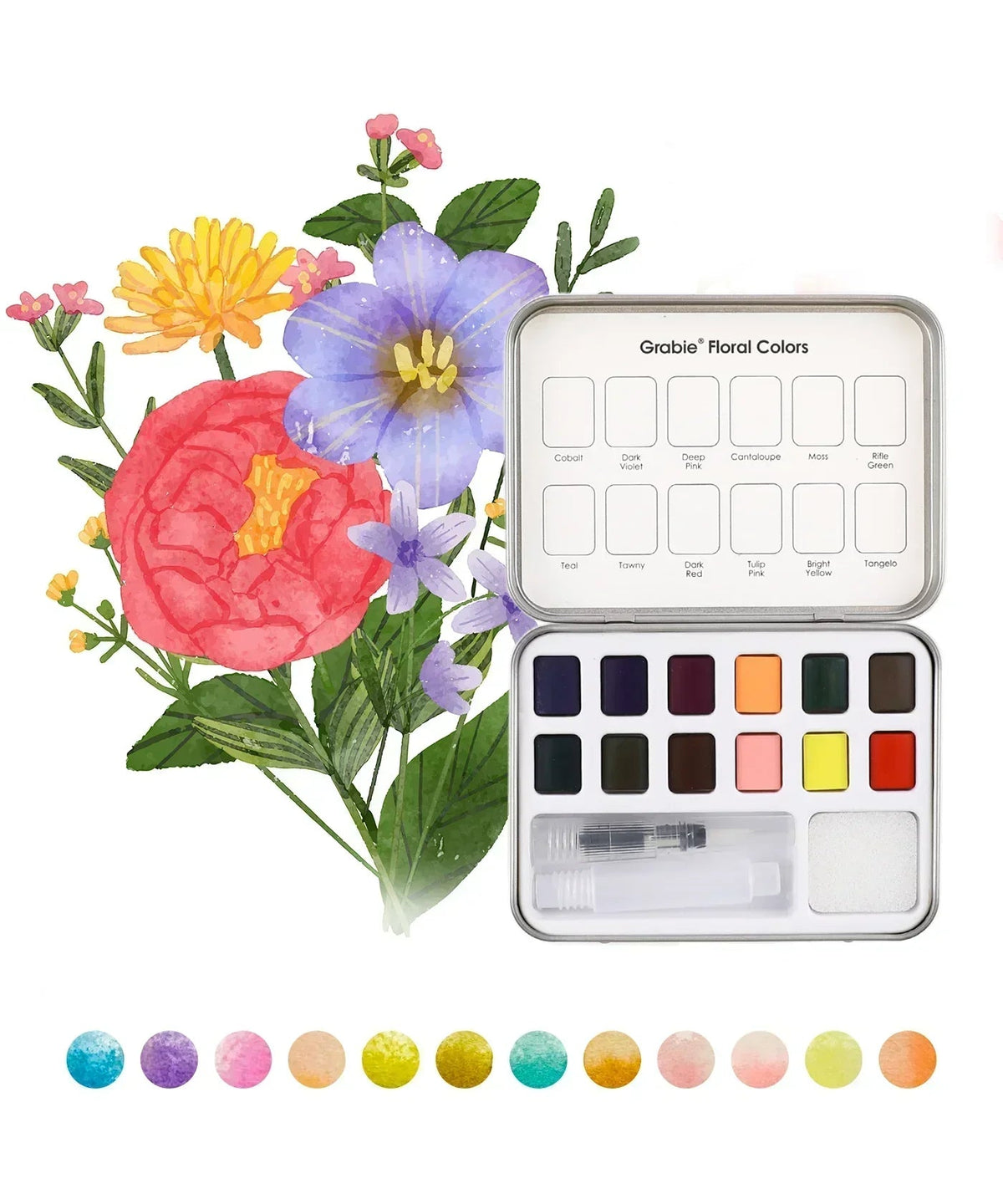 Watercolor Pocket Set of 12 with Brush - Floral Colors