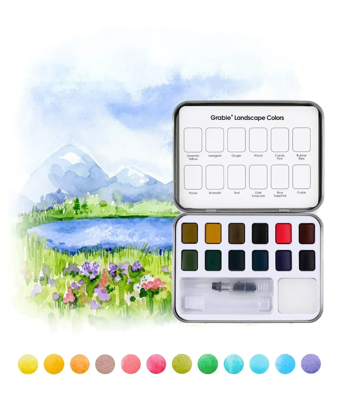 Watercolor Pocket Set of 12 with Brush - Landscape