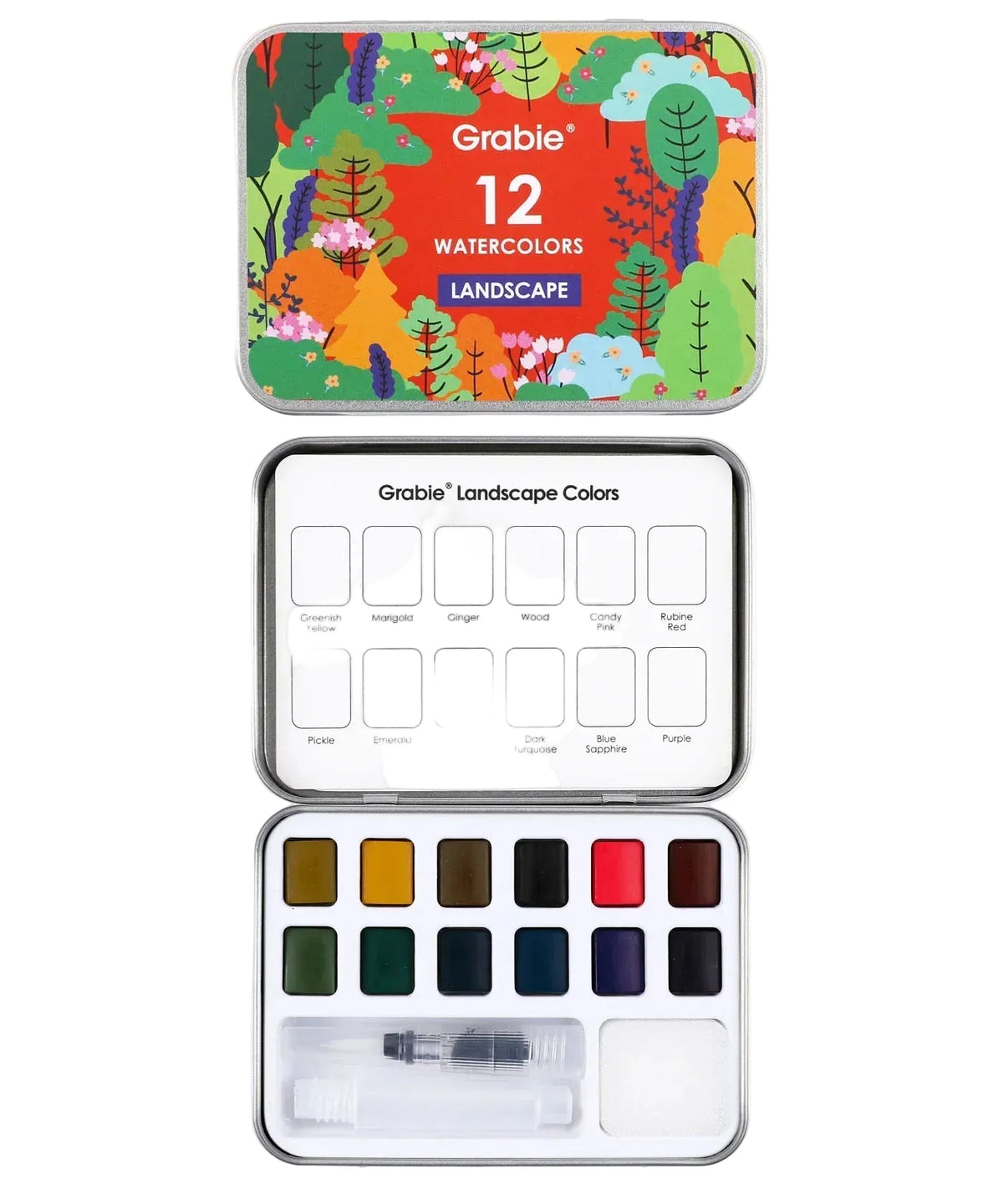 Watercolor Pocket Set of 12 with Brush - Landscape