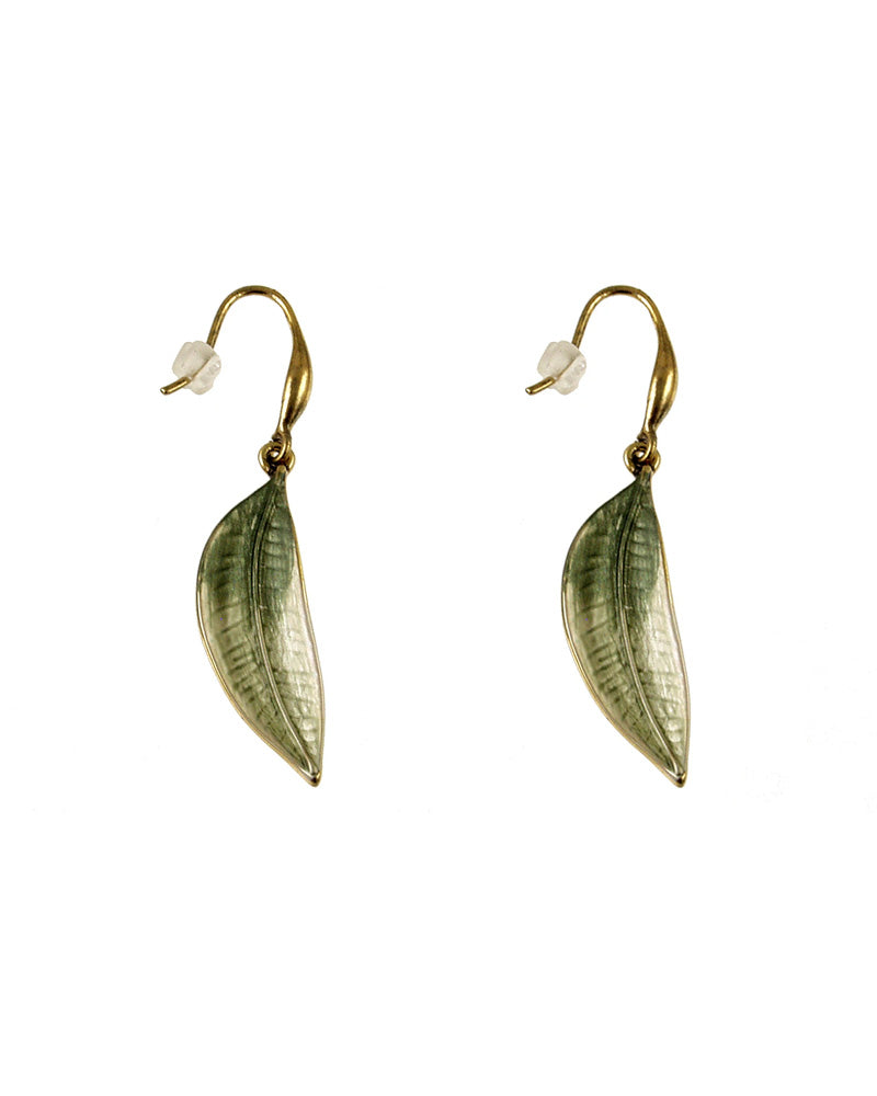 Gold/Green Leaf Earrings