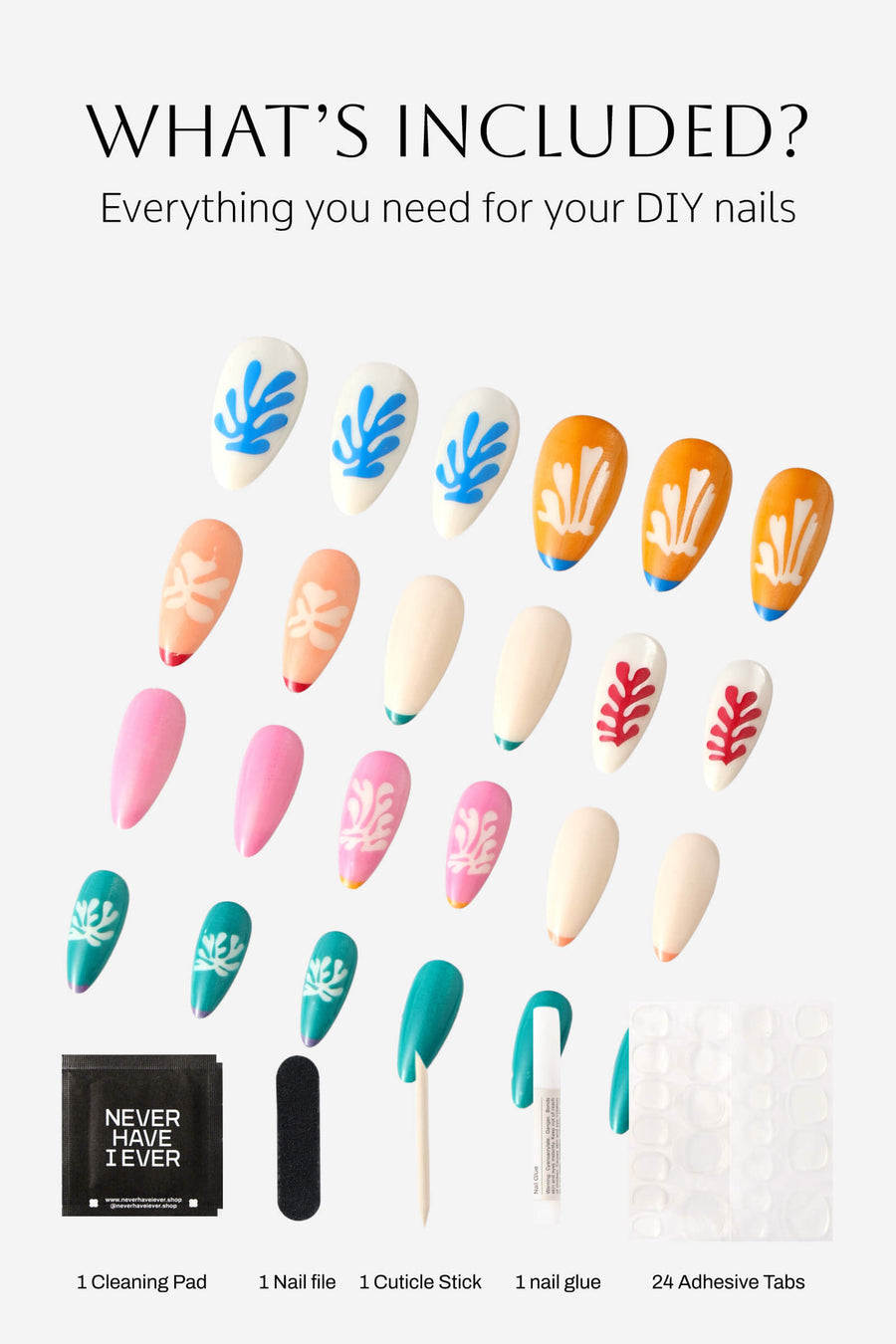 Henri Matisse Snow Flowers - Almond Press-On Nails