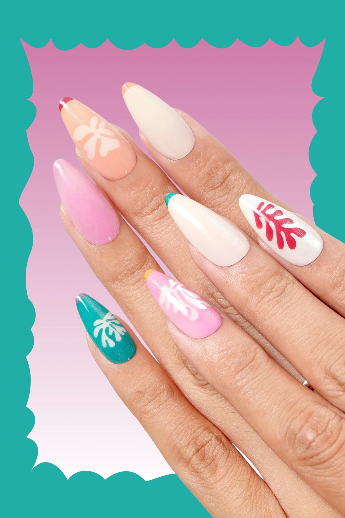 Henri Matisse Snow Flowers - Almond Press-On Nails