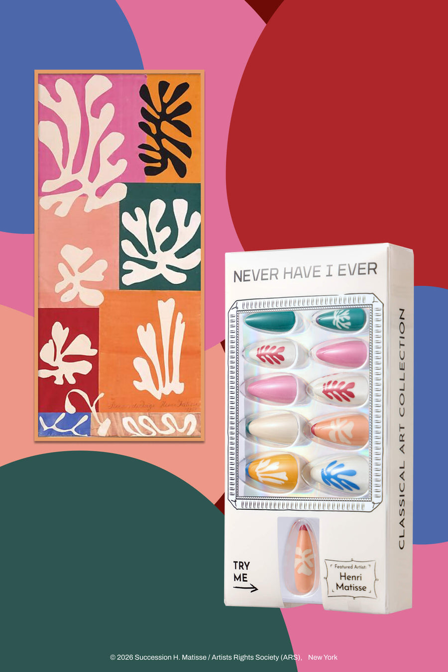 Henri Matisse Snow Flowers - Almond Press-On Nails