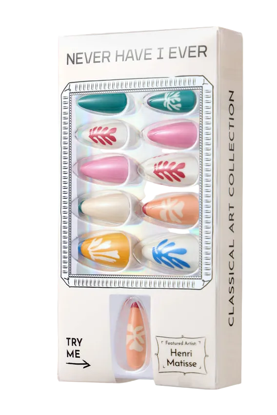 Henri Matisse Snow Flowers - Almond Press-On Nails