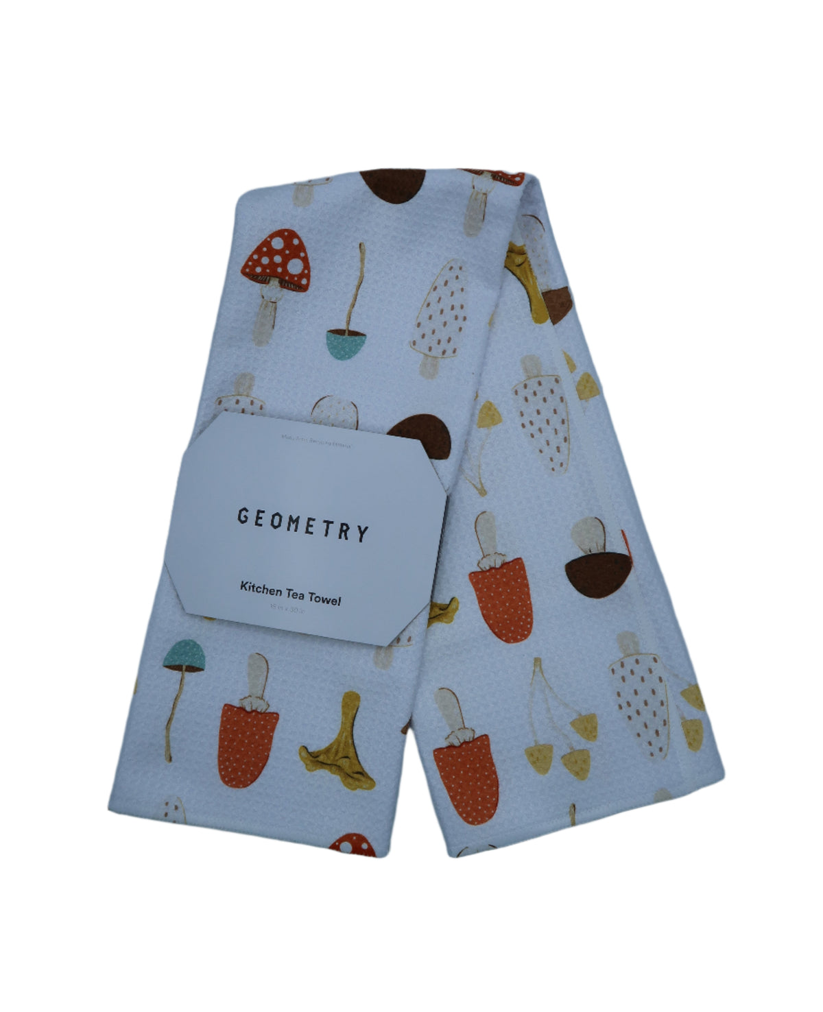White towel with mushroom pattern