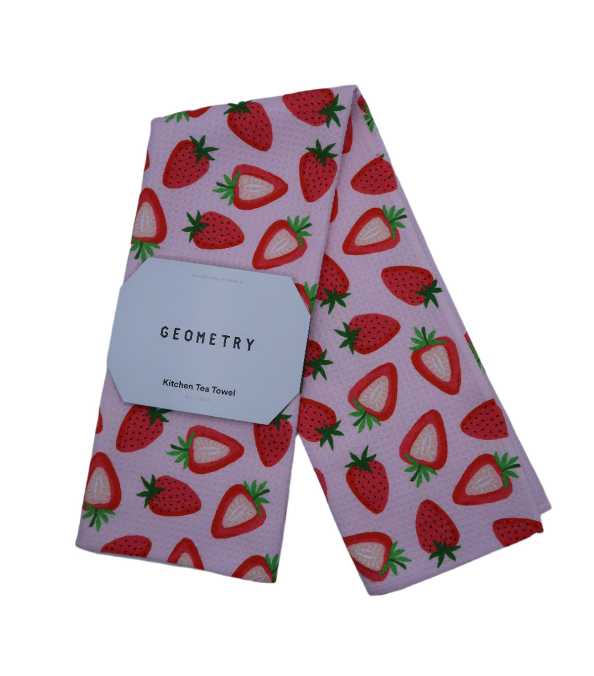 Pink towel with strawberry pattern