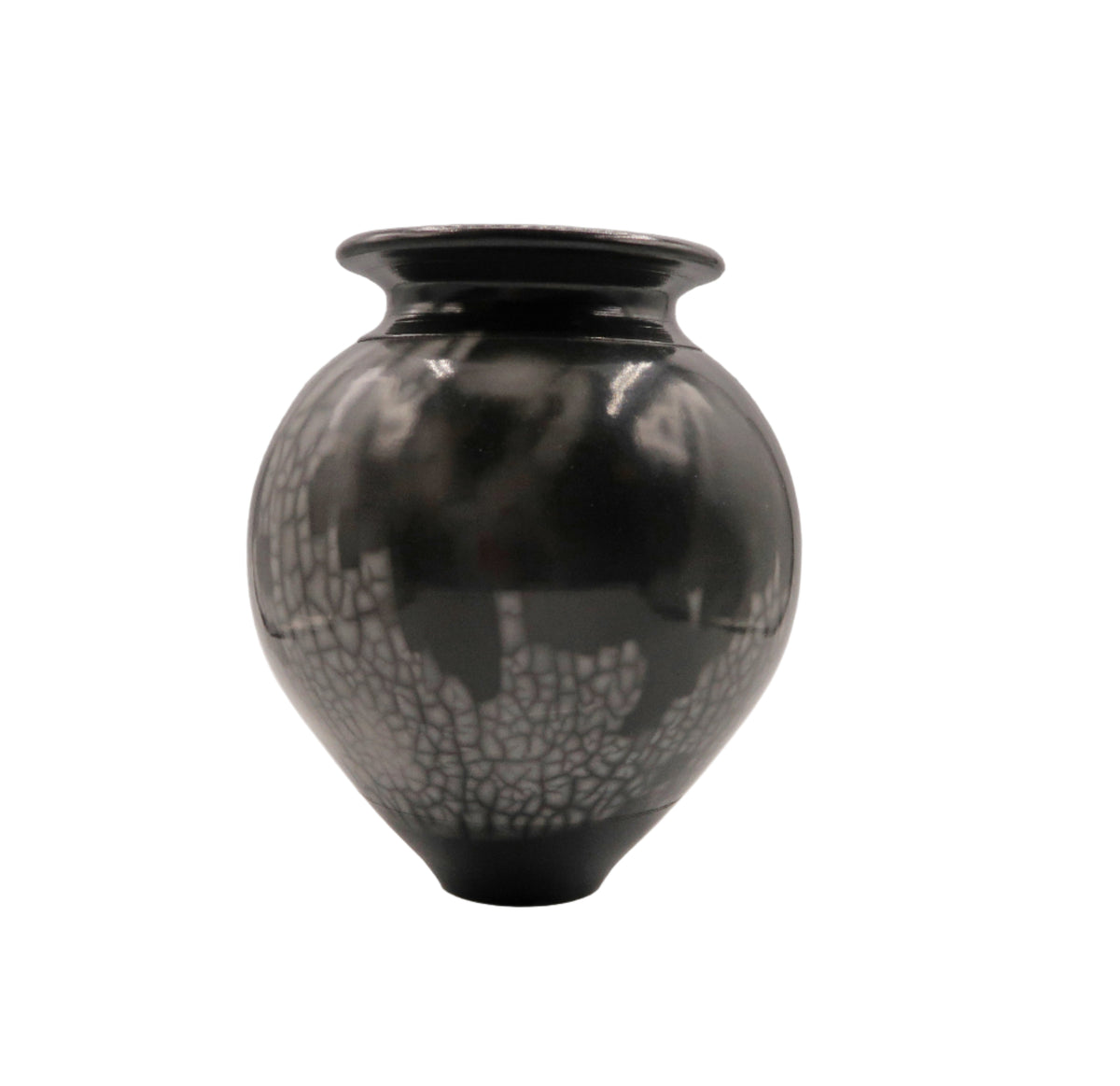 Black and white patterned vase on a white background