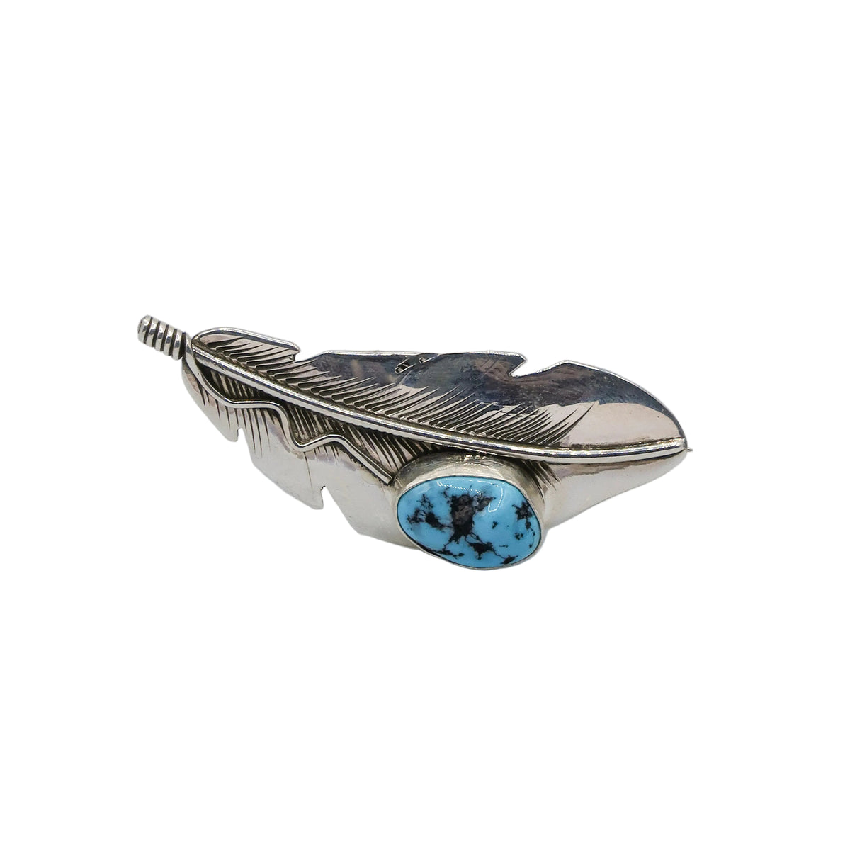 Large Feather Pin with Turquoise