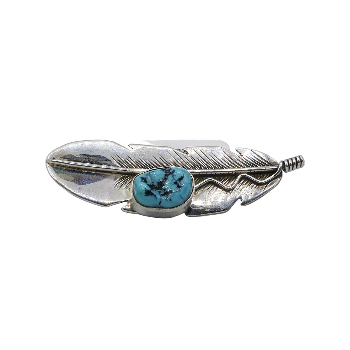 Large Feather Pin with Turquoise