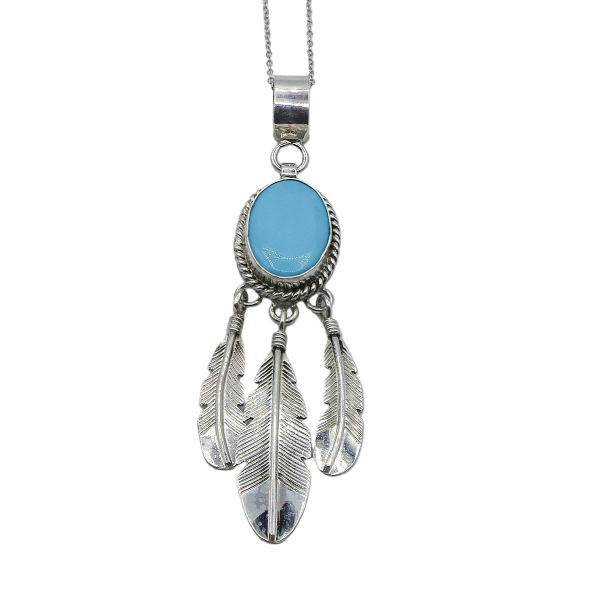 Triple Feather Pendant with 16" Chain