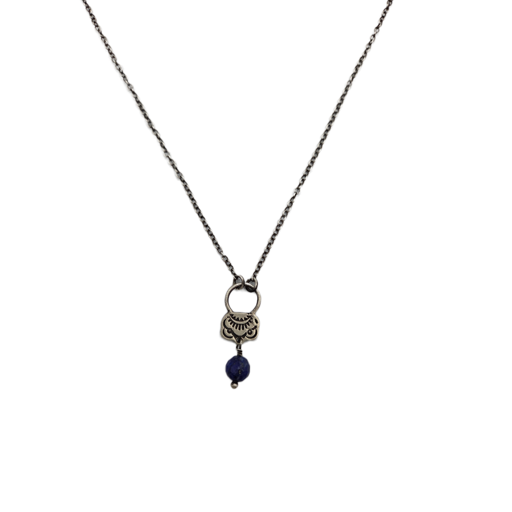 Necklace with a blue stone