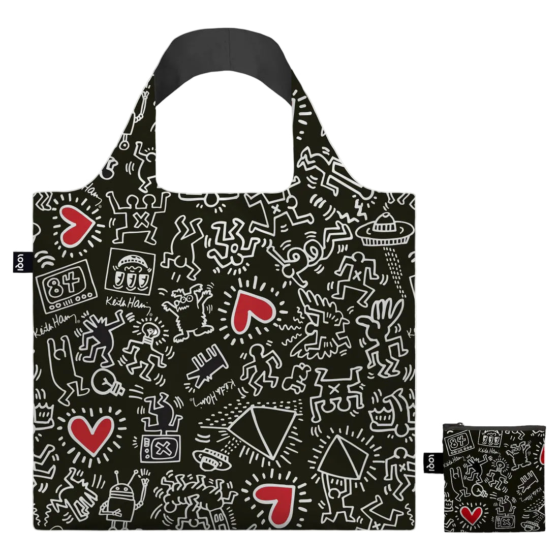 KEITH HARING Black Pattern Recycled LOQI Bag