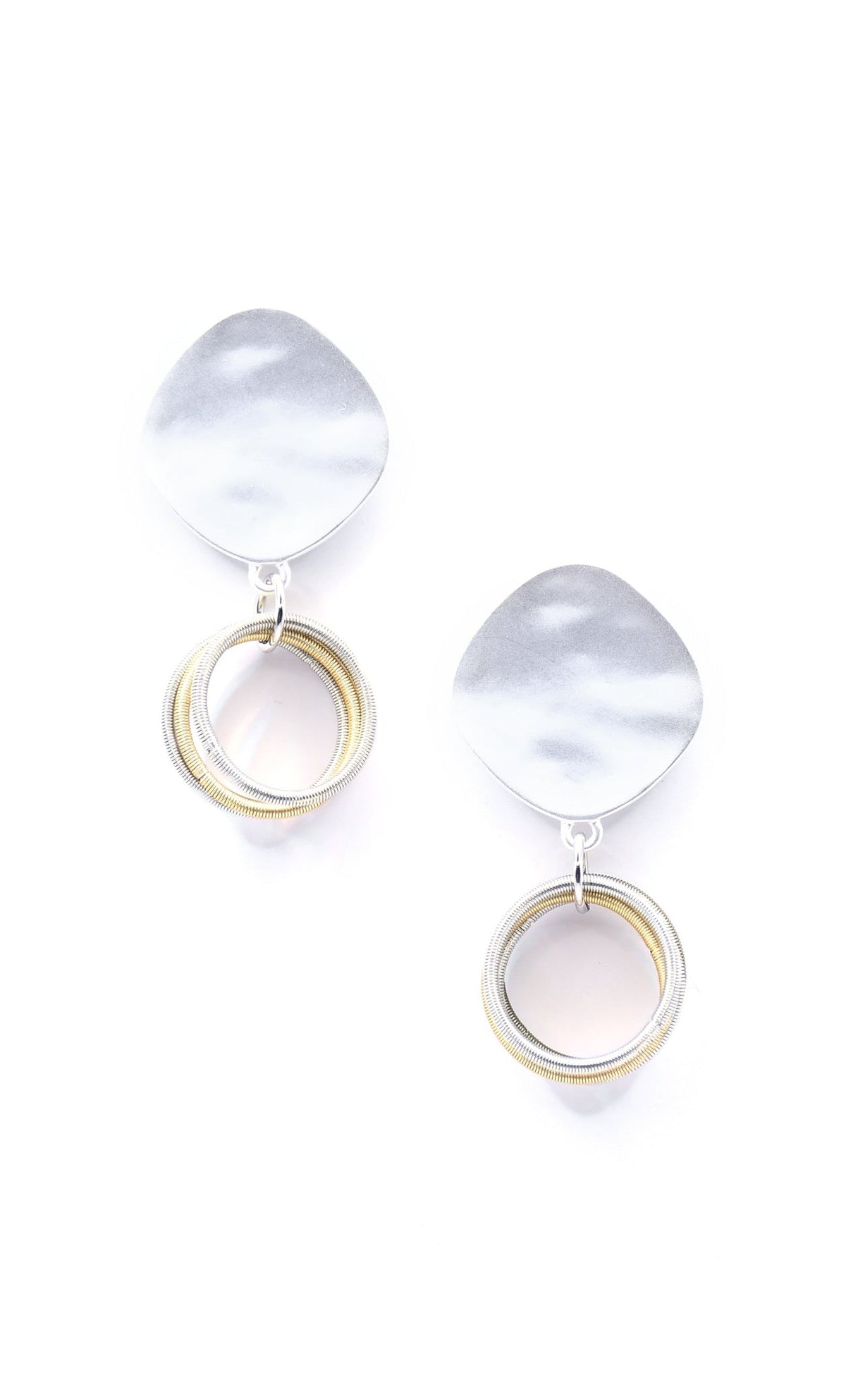 Multi Wire Rings with Matte Silver Stud Earrings