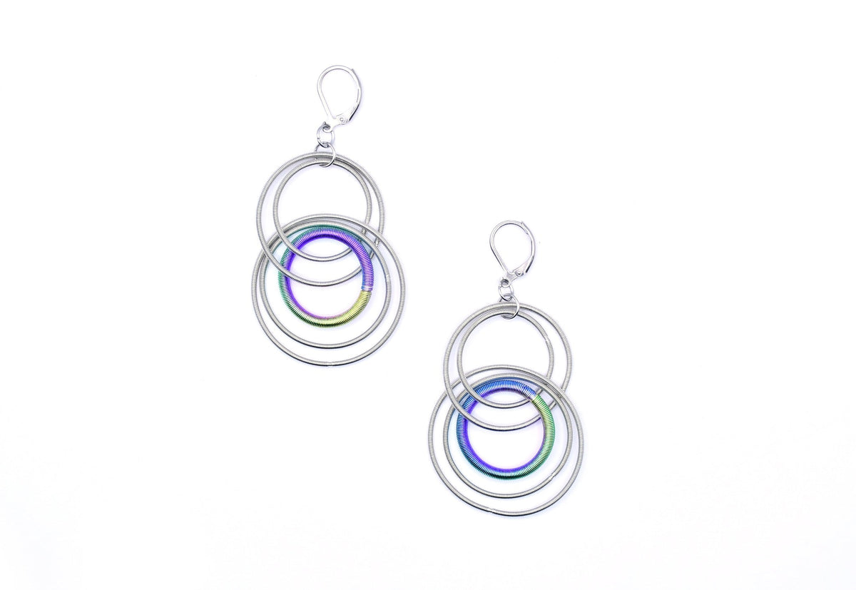 Silver Rings With Rainbow Wire Ring Earrings