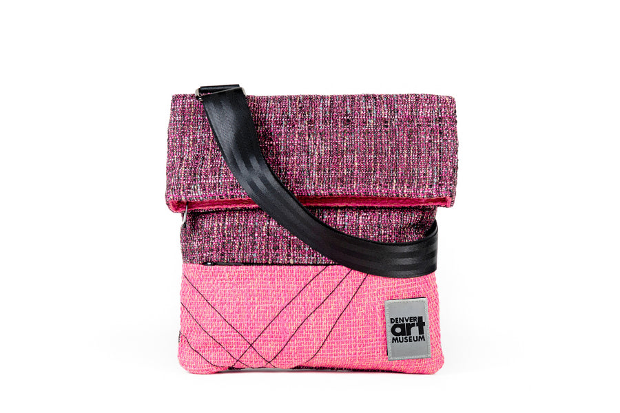 Multi Purpose 14&quot; Crossbody Bag Static Pink with Denver Art Museum Velcro Patch