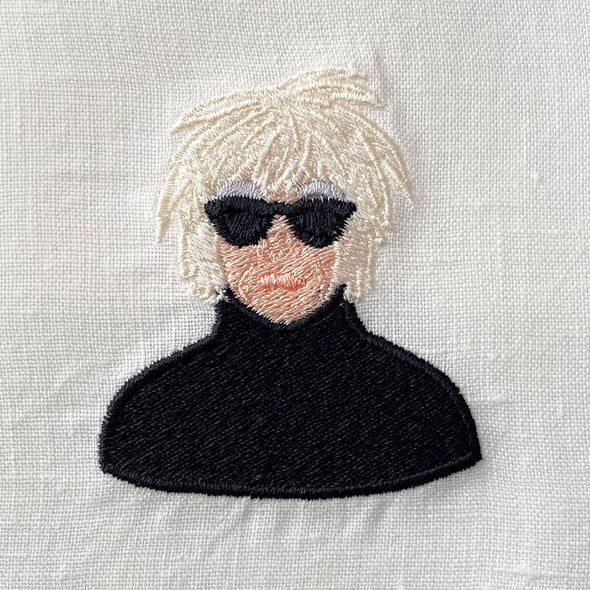 Set of 4 Andy Warhol Linen Embroidered Cocktail Napkins