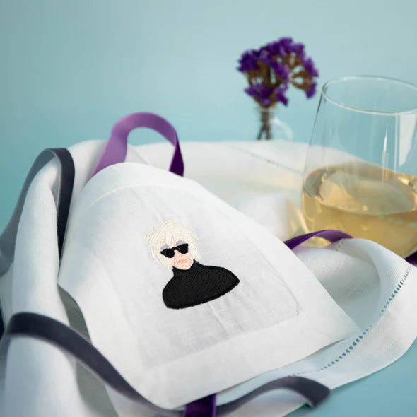 Set of 4 Andy Warhol Linen Embroidered Cocktail Napkins