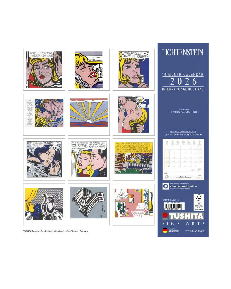 Roy Lichtenstein 2026 Wall Calendar