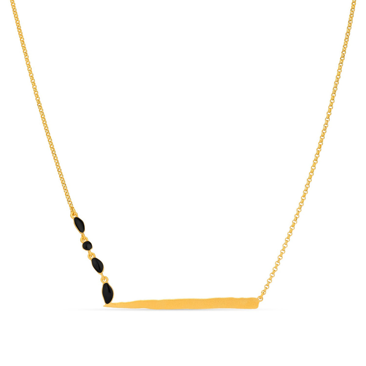 Miro Necklace Gold Black with Straight Bar
