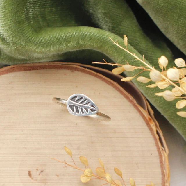 Stamped Leaf Ring