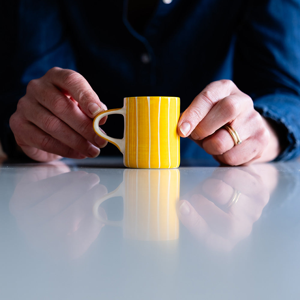 Espresso Cups Sgrafitto Stripe - Turmeric