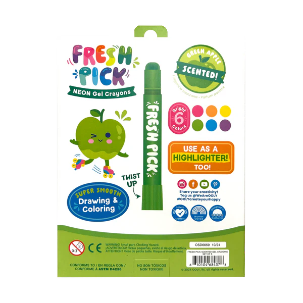 Fresh Pick Apple Scented Gel Crayons - Set of 6