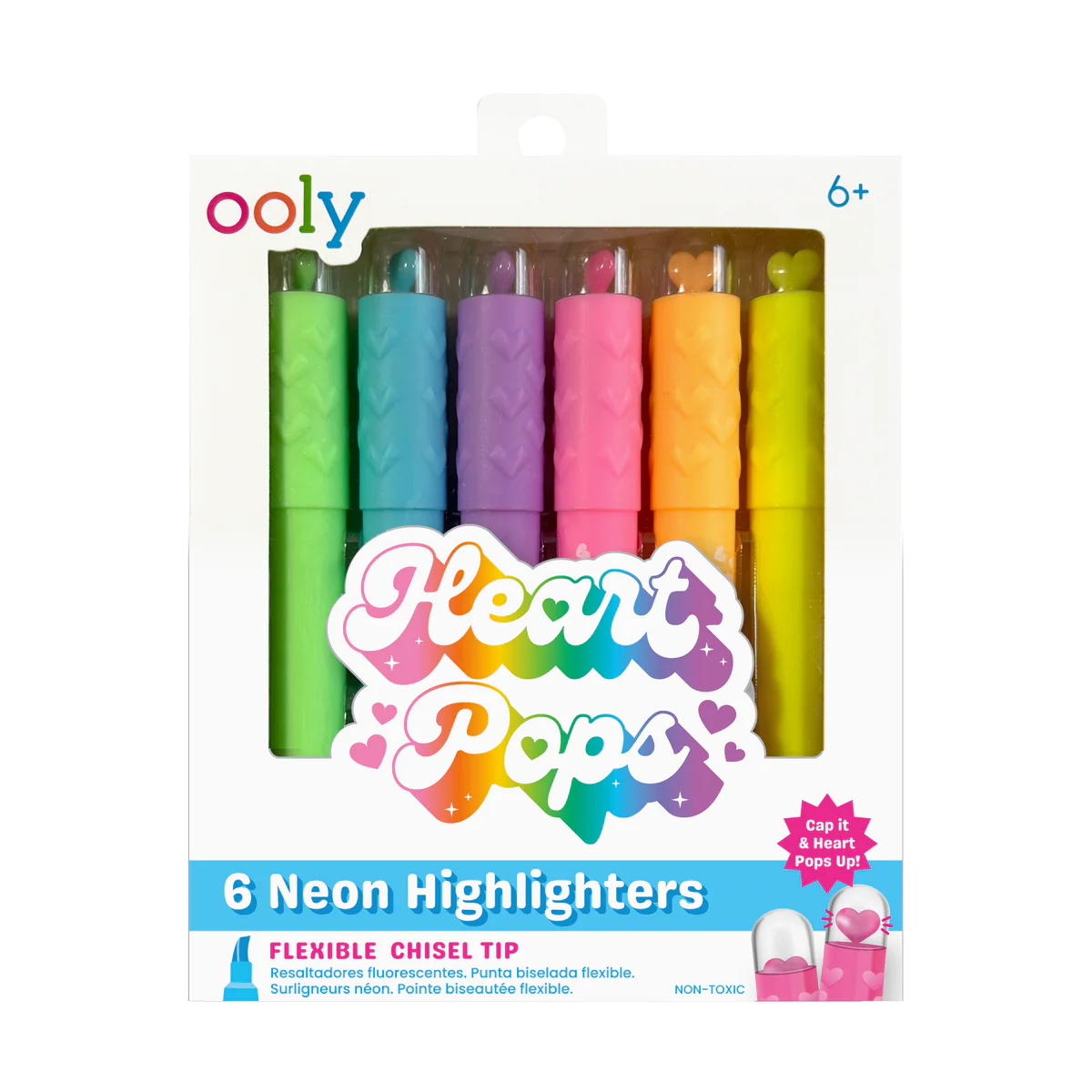Heart Pops: Neon Highlighters (Set of 6)