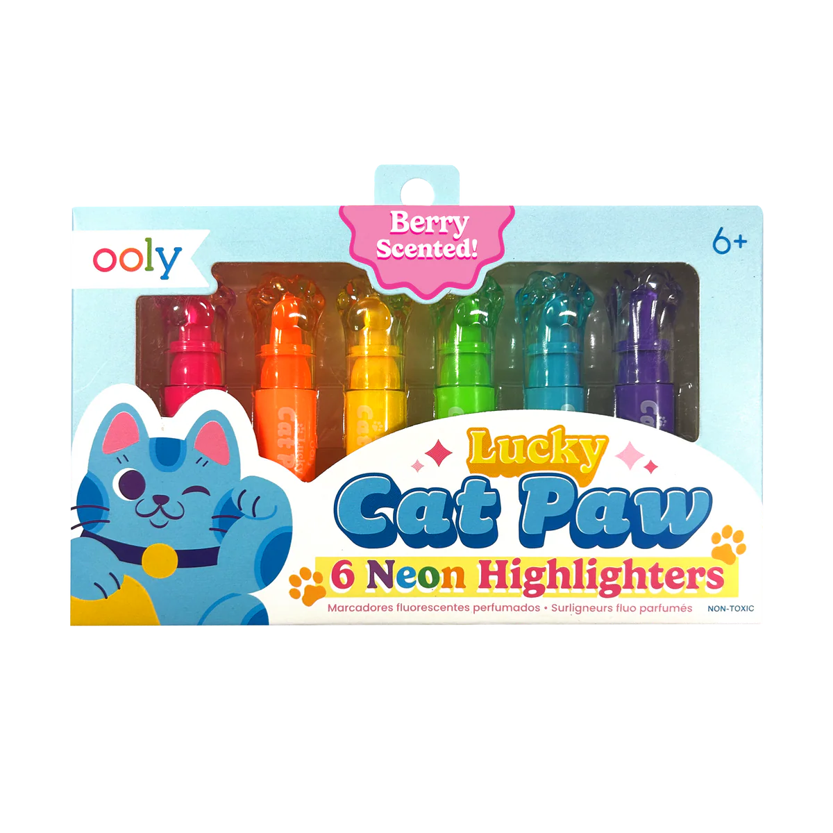Lucky Cat Paw: Neon Highlighters (Set of 6)