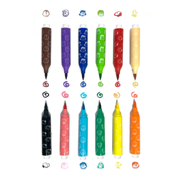 Peanuts Double-Ended Brush &amp; Stamp Markers-Set of 6
