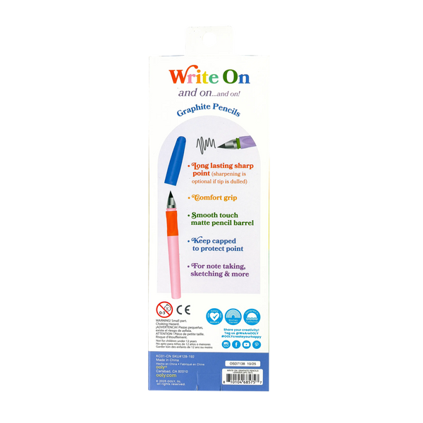 Write On: Graphite Pencils + Eraser (3 Pc Set)