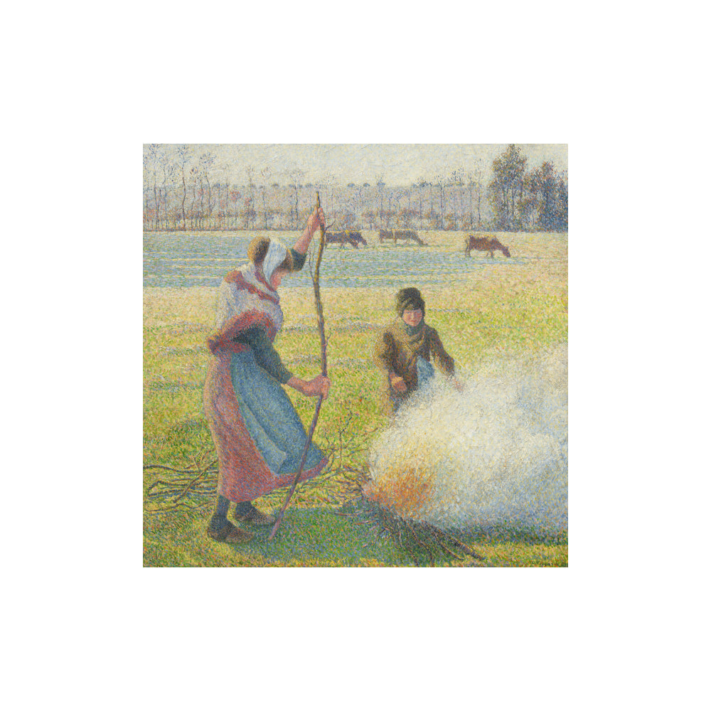 Camille Pissarro: Hoar-Frost, Peasant Girl Making a Fire Postcard