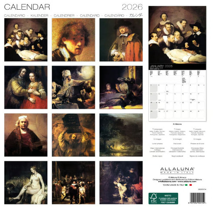 Rembrandt 2026 Wall Calendar