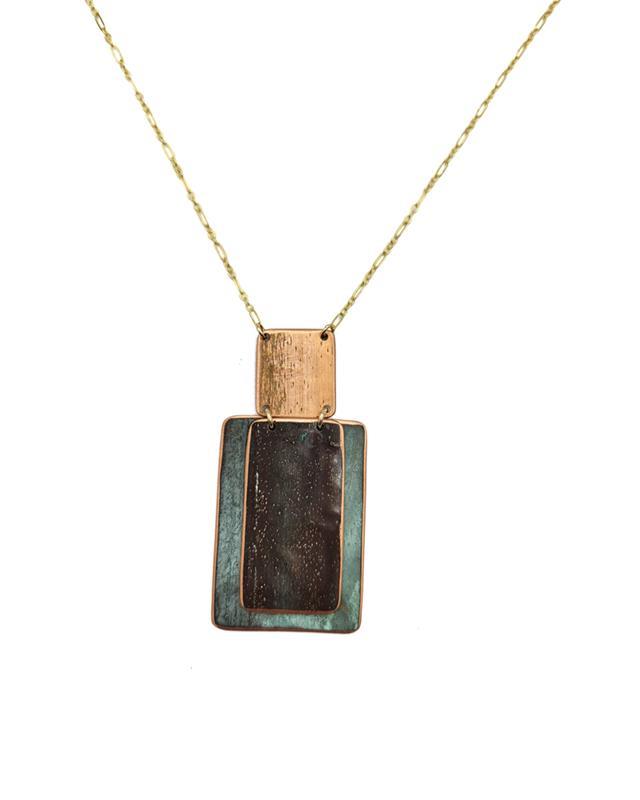 EL Necklace Patina Copper 3 Piece Overlay Necklace