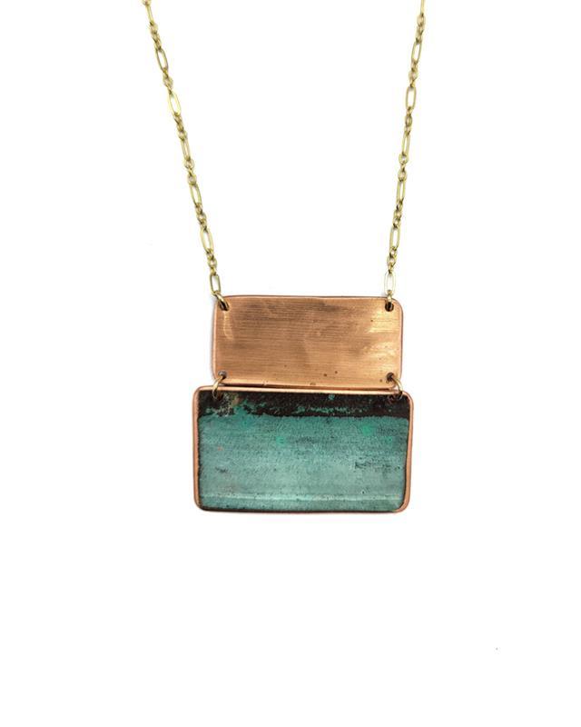 Elizabeth Costigan: Double Bar Patina Necklace