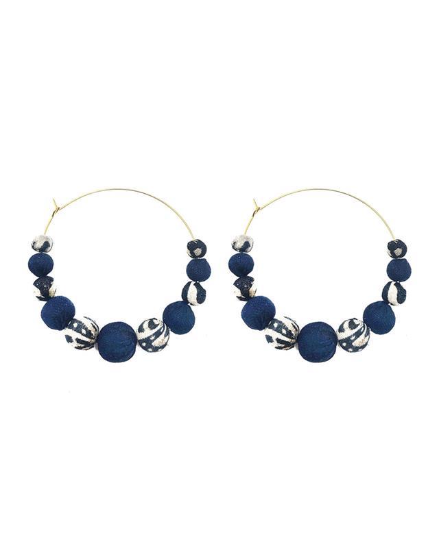 WorldFinds: Kantha Indigo Graduated Hoop Earrings