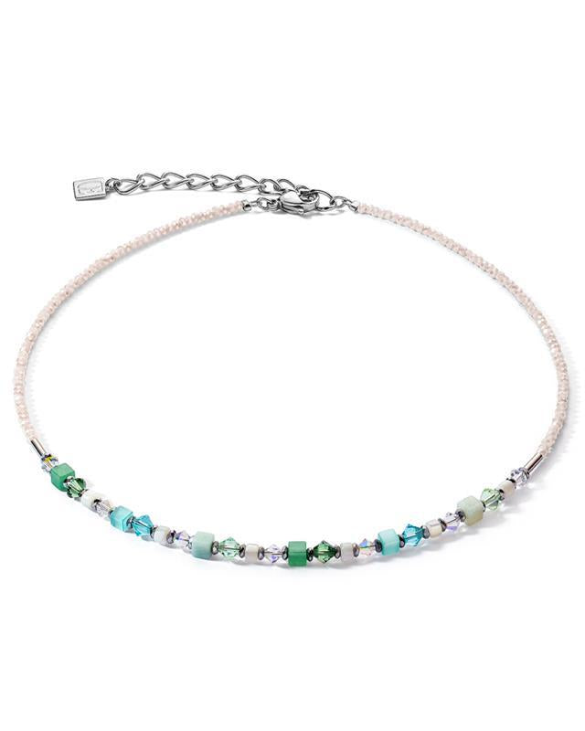 Coeur de Lion: Green &amp; Blue Princess Shape Mixed Necklace