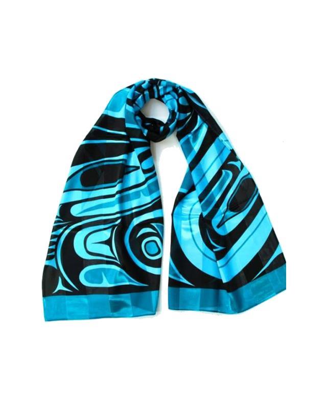 Jim Charlie Wolf Poly Satin Turquoise Scarf
