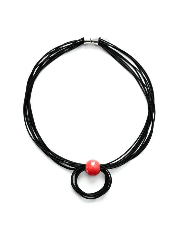 Sea Lily: Black Wire Necklace With Dropped Wire Ring