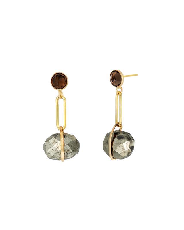 Mabel Chong: Pyrite and Smokey Quartz Earrings