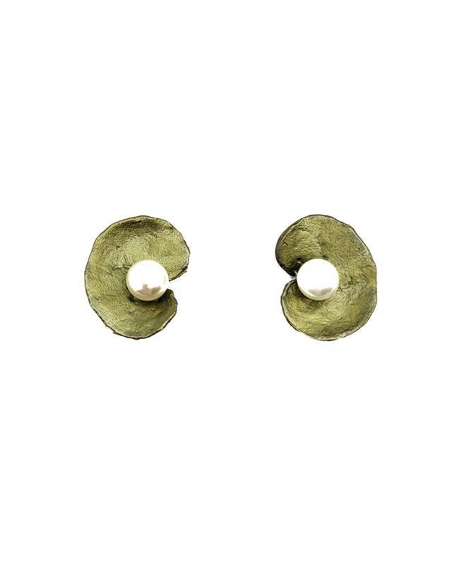 Michael Michaud: Spiral Geranium Clip On Earrings