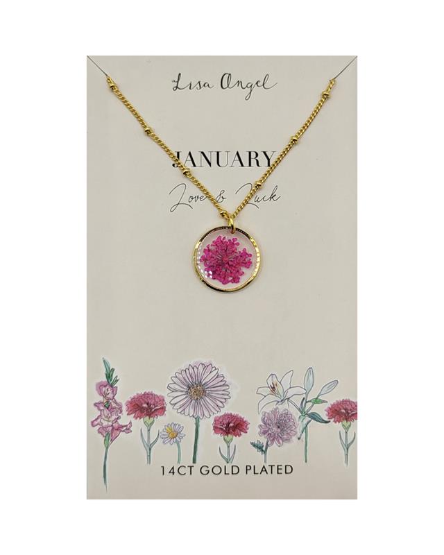 Pressed Birth Flower Pendant Necklaces
