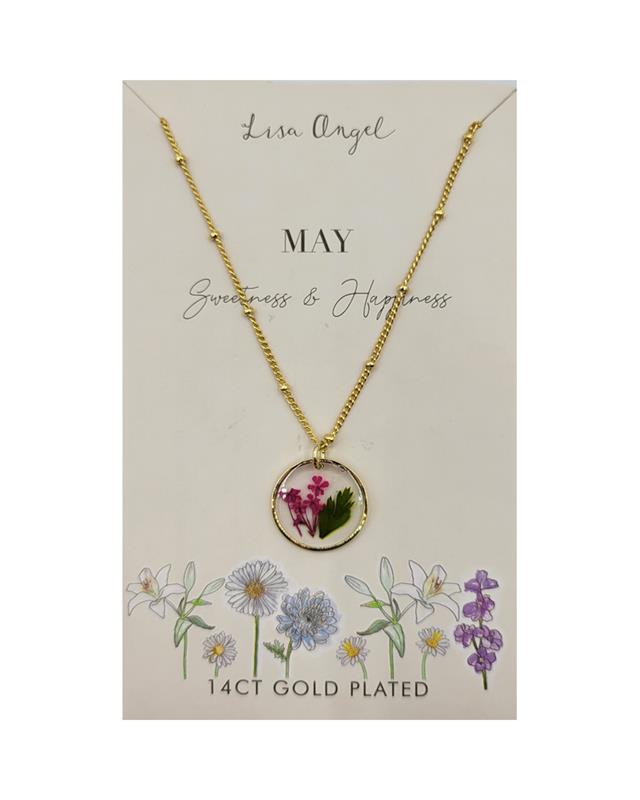 Pressed Birth Flower Pendant Necklaces