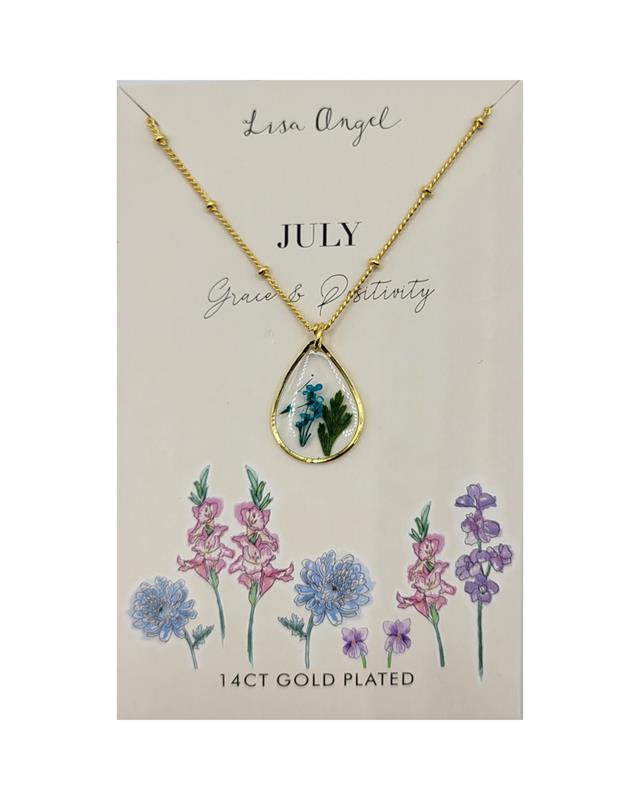 Pressed Birth Flower Pendant Necklaces