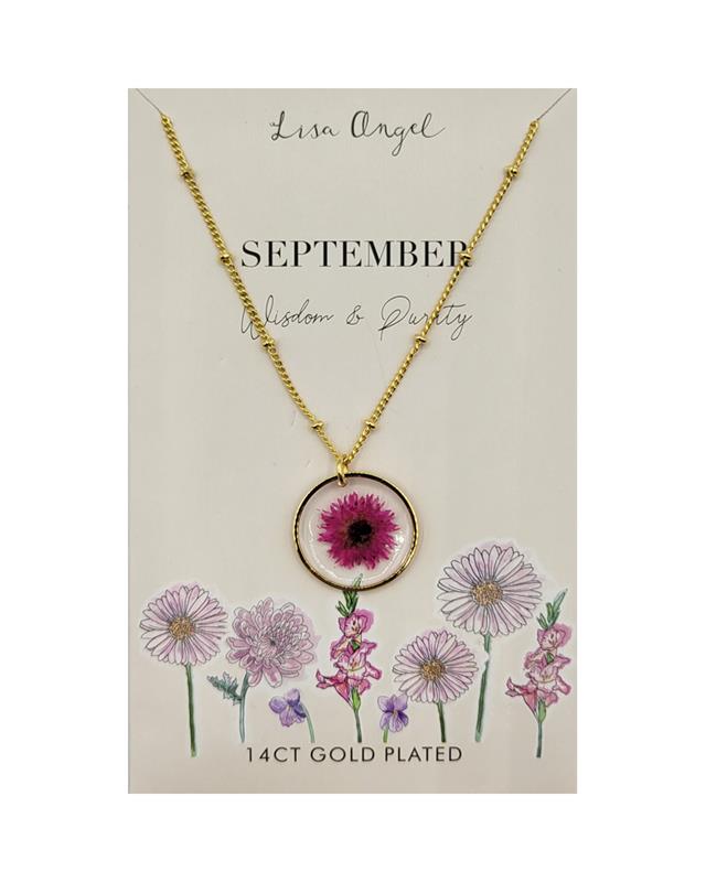 Pressed Birth Flower Pendant Necklaces