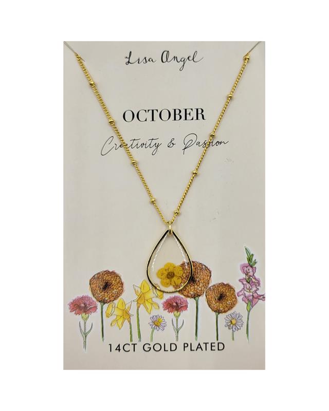 Pressed Birth Flower Pendant Necklaces
