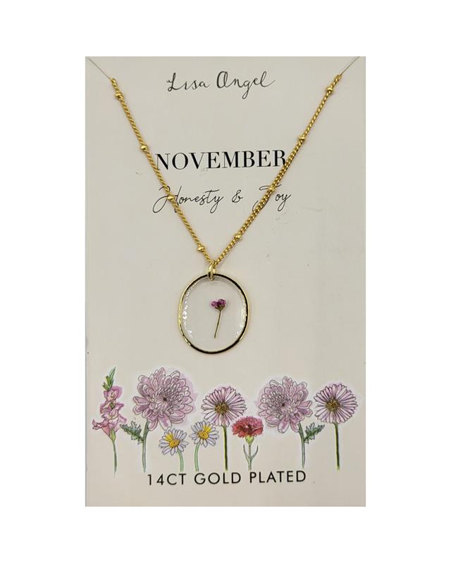 Pressed Birth Flower Pendant Necklaces