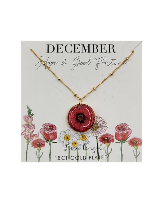Pressed Birth Flower Pendant Necklaces