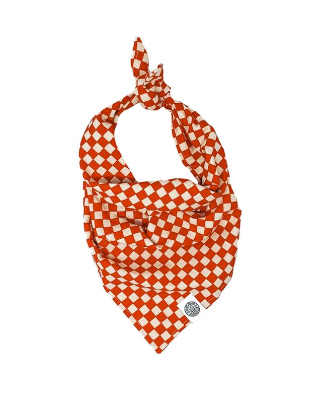 Tomato Dog Bandana Retro Checkerboard Minimalist Pet Scarf